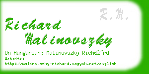 richard malinovszky business card